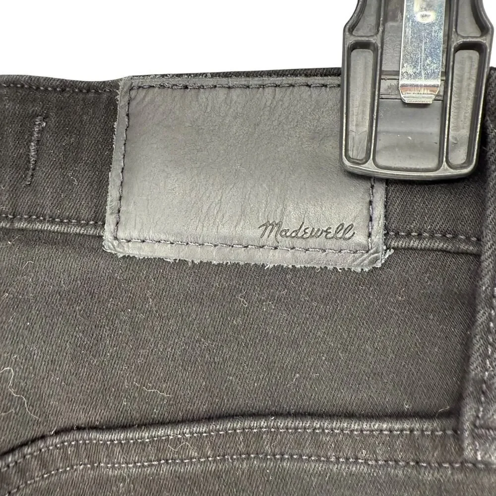 Madewell Jeans Size 24 Black Distressed Stretch 11 Inch High Rise Skinny Frayed